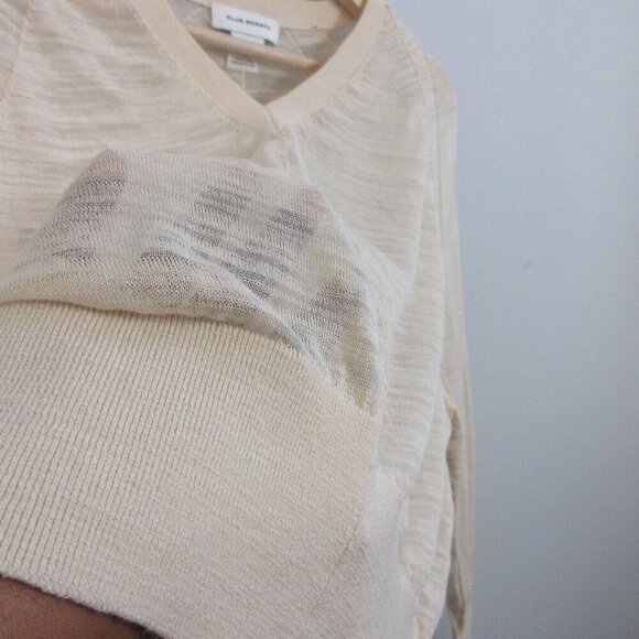 Club Monaco Cropped Top Women's XS Beige Sheer Long Sleeve V-Neck Casual 110 - Picture 4 of 7